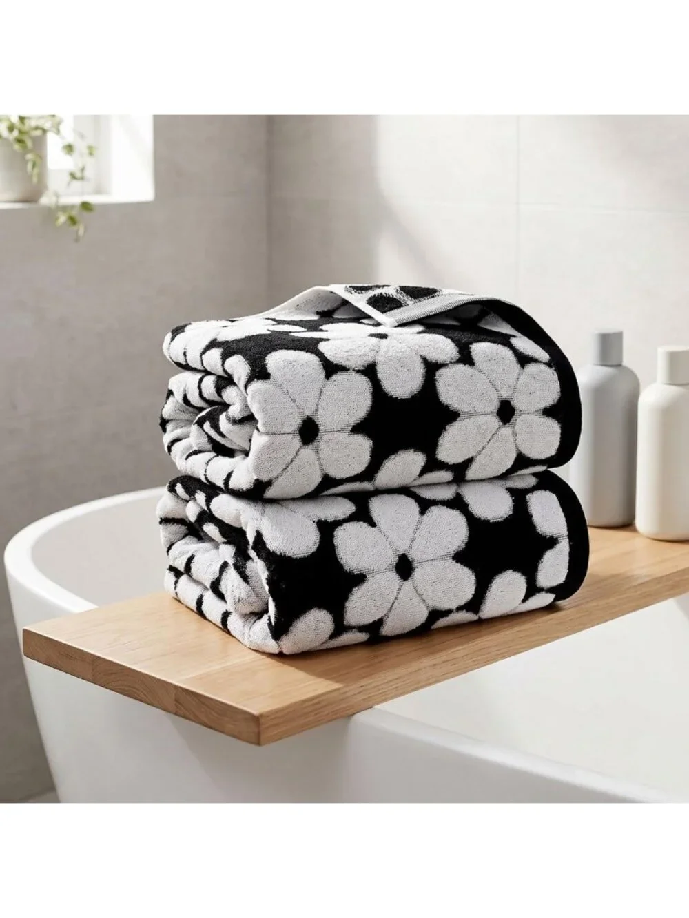 Super Soft Black Bath Towels Set of 2, Quick Drying, Large 27.5x55 Inches